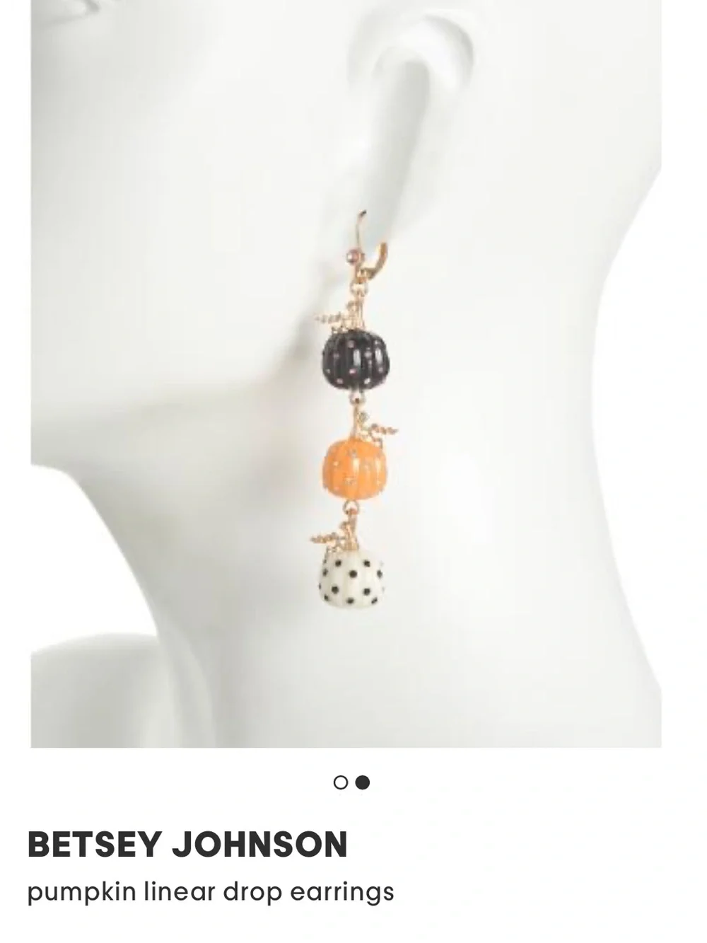 Pumpkin Drop Earrings - Orange, Black & White - Unbranded